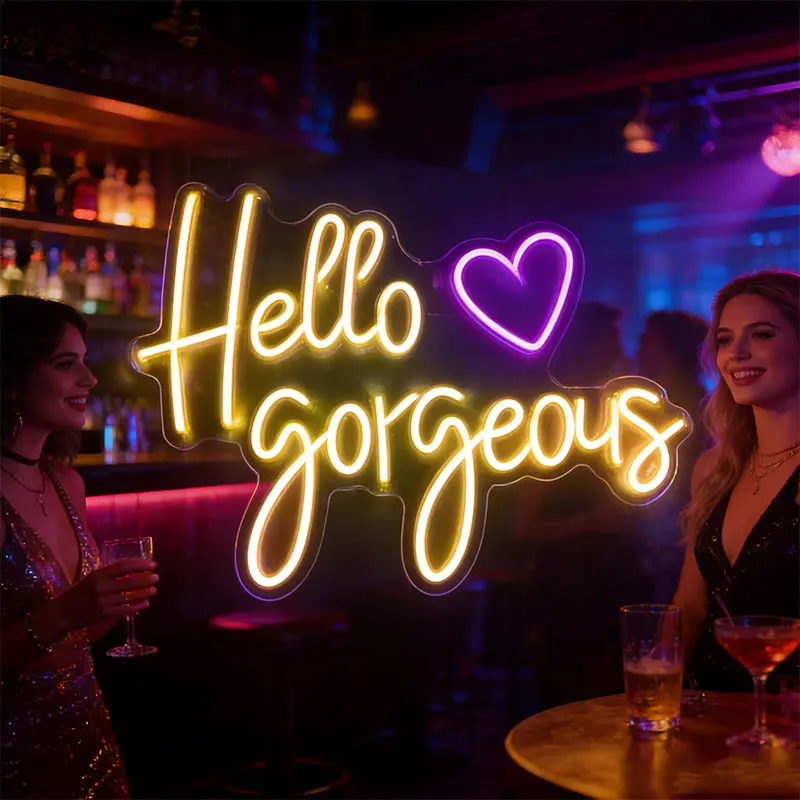 

Hello Gorgeous Neon Sign Love LED Neon Light USB Dimmable For Bedroom KTV Home Wall Art Decor Birthday Gift For Beauty Lovers