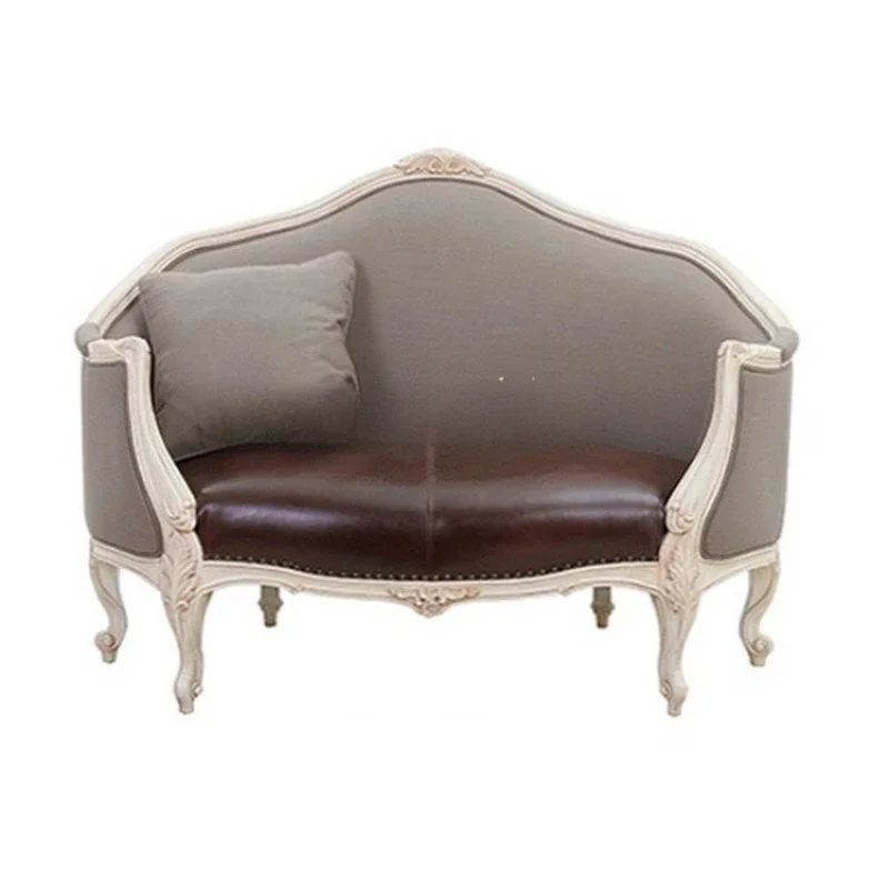 American solid wood single sofa French vintage distressed double sofa European living room  luxury combination