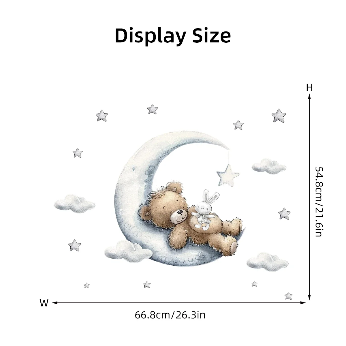 1Pc Cartoon Star Moon Sleep Bear Wall Stickers for Kids Baby Room Decor Home Decoration Bedroom Living Room Wall Decals Art