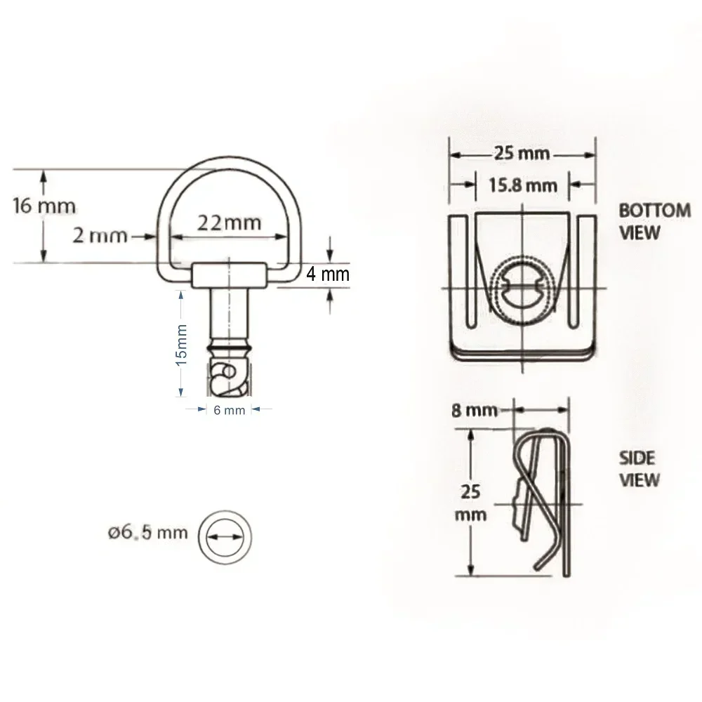 Motorcycle Quick Release 1/4 Turn Fairing Fasteners with 19mm Pins Bolts Studs Quarter Turn + Clips Silver