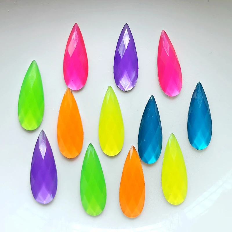 40pcs 9*22mm beautiful pearl color resin crystal rhinestone Teardrop Flat back diy jewelry decoration wedding decoration