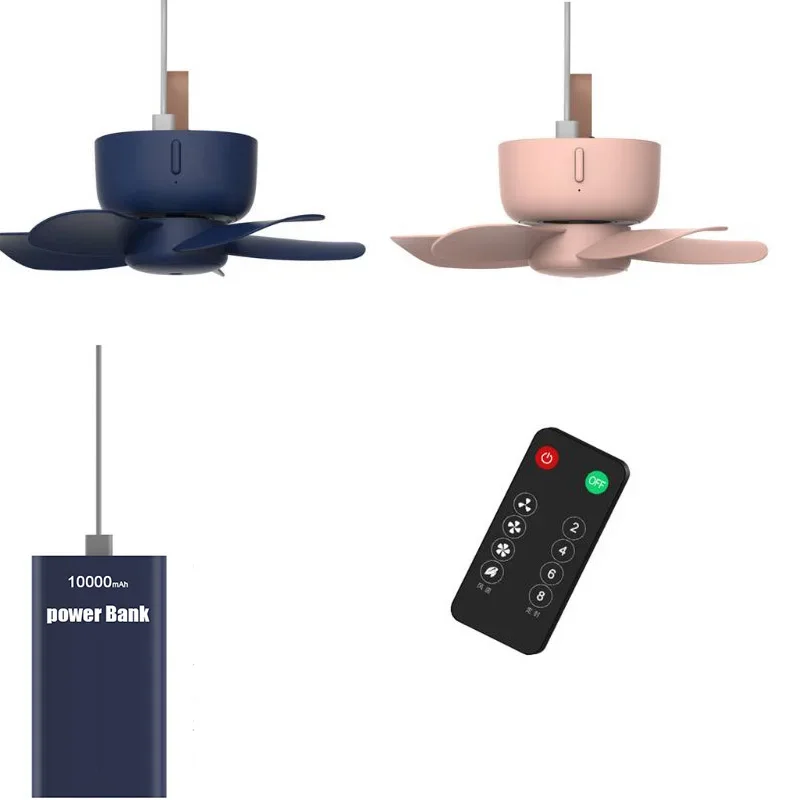 10000mAh Power Bank USB Remote Control Hanging Fan for Camping & Outdoor