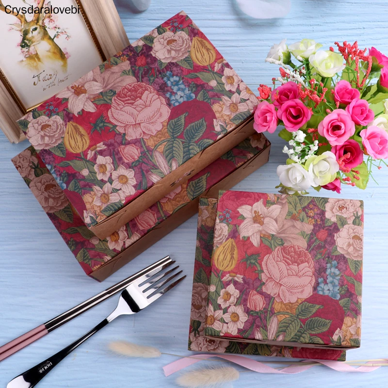 

50pcs Kraft Paper Box Baking Biscuit Bread Gift Boxes Cookie Chocolate Nougat Packaging For Christmas Wedding Party Favor