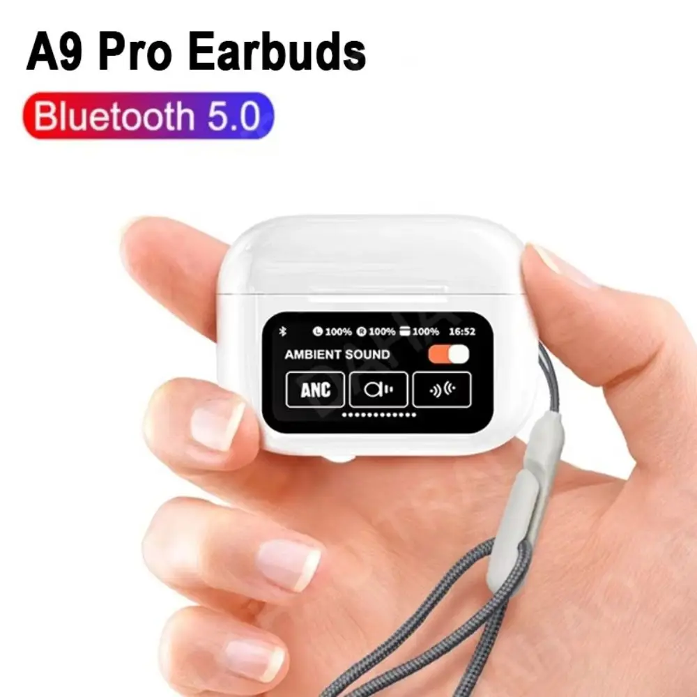 A9 Pro سماعة بلوتوث لاسلكية مع ميكروفون هاي فاي ستيريو سماعات رأس محمولة مع شاشة LED تعمل باللمس للحد من الضوضاء