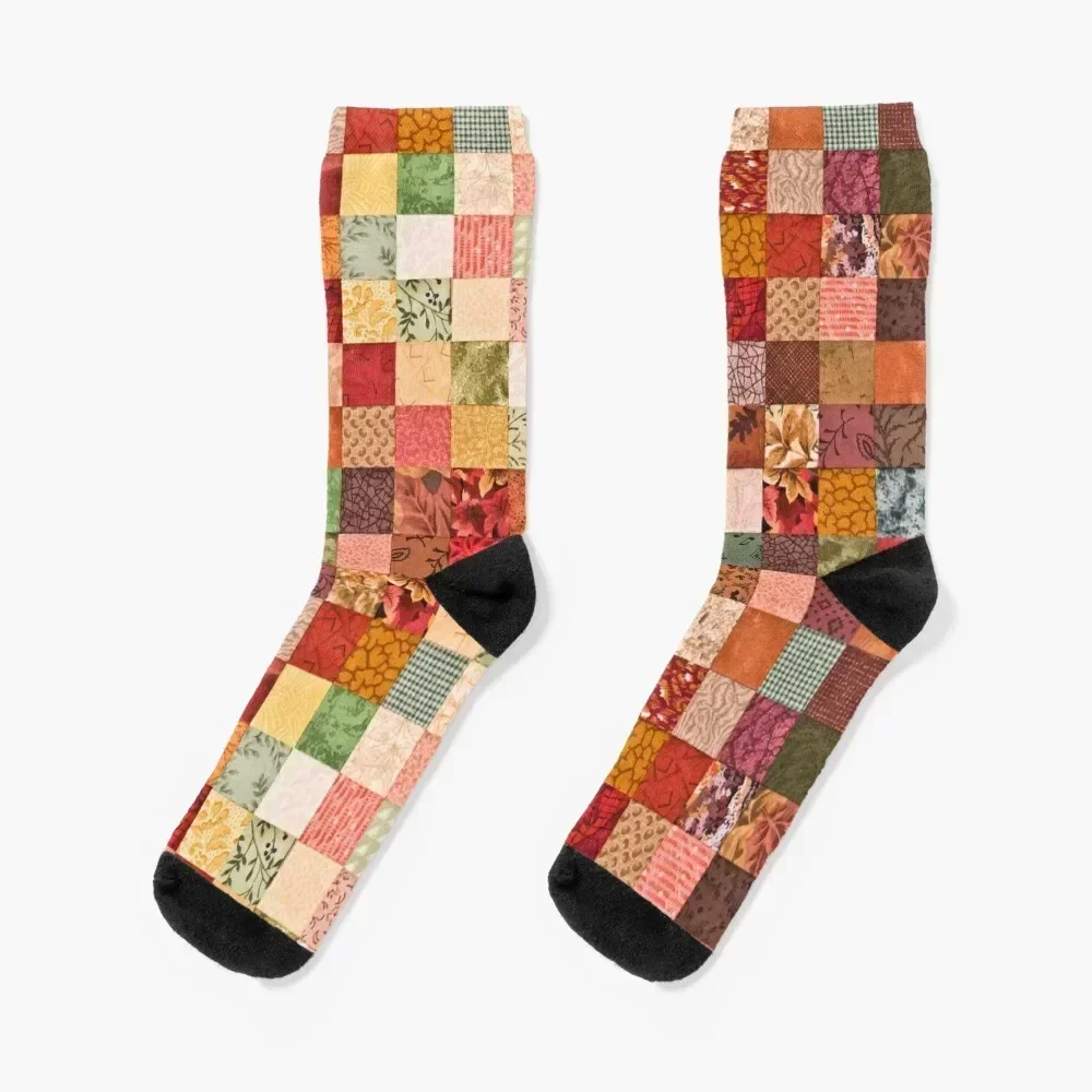 Small squares quilt Socks Thermal man winter bright garter Socks Woman Men's