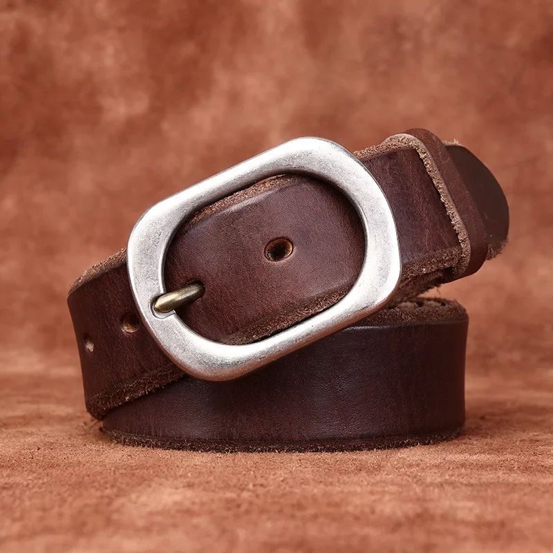 3.8CM High Quality Genuine Leather Belt for Men Luxury Stainless Steel Buckle Belts Thickening Pure Cowskin Male Jeans Man Retro