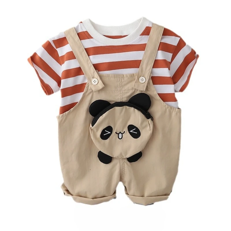 

New Summer Baby Clothes Suit Children Boys Striped T-Shirt Overalls 2Pcs/Sets Toddler Girls Clothing Infant Costume Kids Outfits