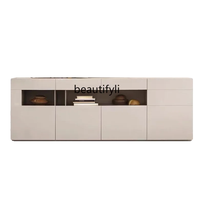 

Modern light luxury solid wood dining side cabinet, living room tea multi-functional storage, Italian paint cupboard
