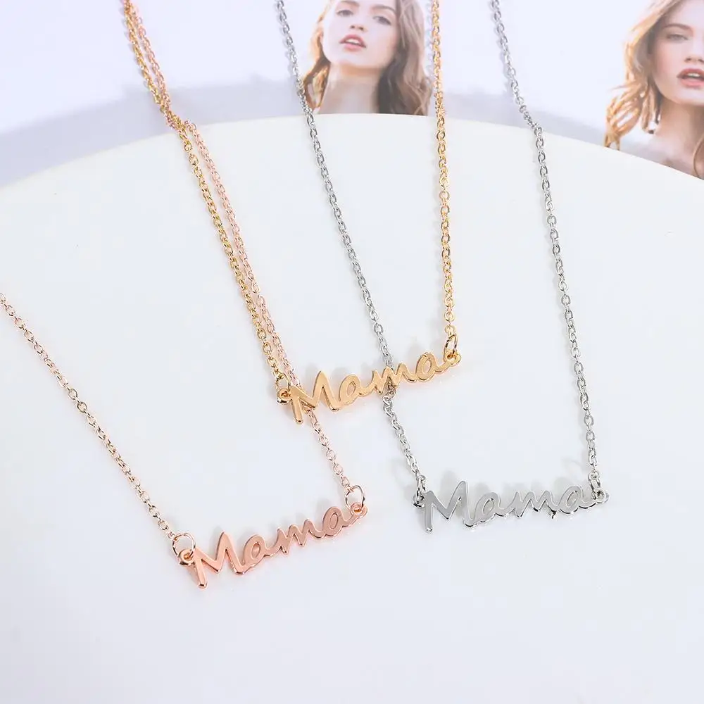 Letter Necklace Mother's Day Mama Letter Pendant Necklace 3 Colors Mom Nameplate Clavicle Chain Choker Creative Jewelry Gifts