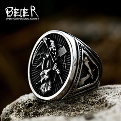 BEIER Wholesale Classic Rock Punk Skull grim Reaper Ring For Man Stainless Steel Man's Fashion Jewelry Party Gift BR8-949