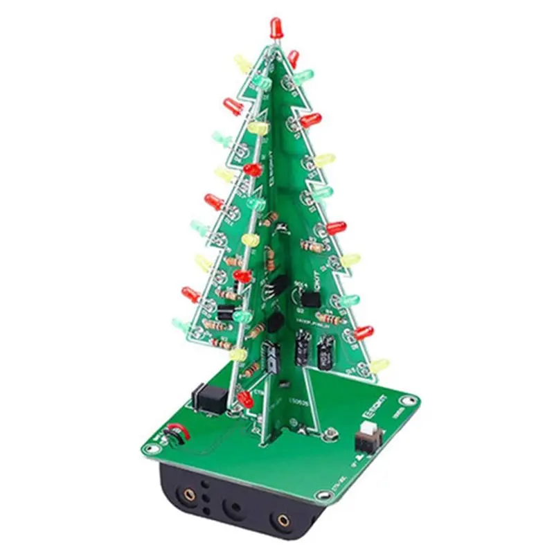 ABWZ-4X DIY Christmas Tree LED Kit - Flashing Lights Circuit Kit For Festive Electronic Fun Three Colors