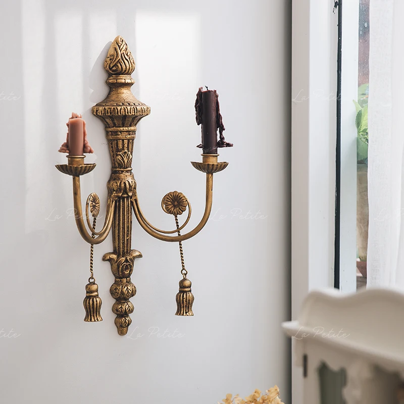 

Medieval candlestick wall decoration wall hanging living room bedroom sofa background wall decoration old wrought iron