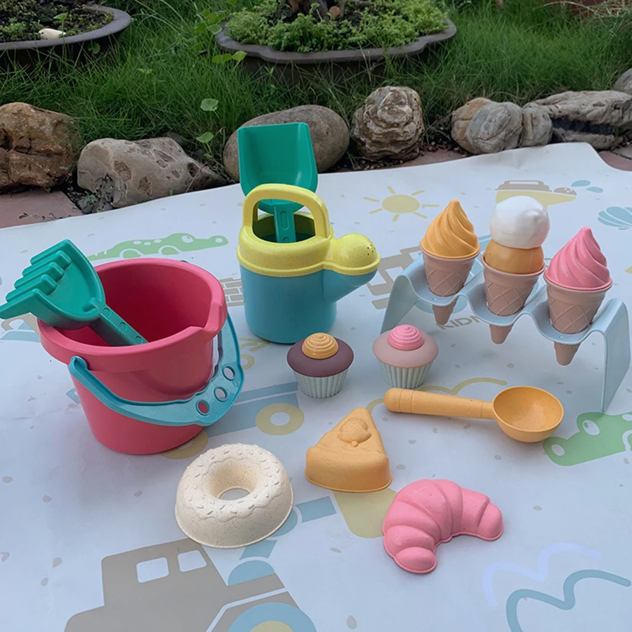 مجموعة من سبع قطع من ألعاب الشاطئ الملونة الدوبامين للأطفال ، دلو الشاطئ ، مجرفة سميكة ، أدوات حفر الرمال #2