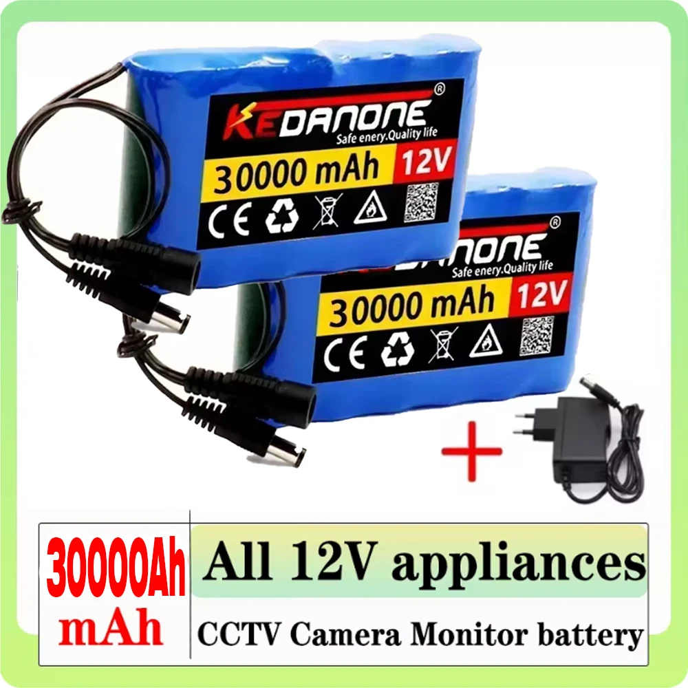 

12V 30000mah battery 18650 Li-ion Rechargeable batteries with BMS Lithium Battery packs Protection Board +12.6V Charger