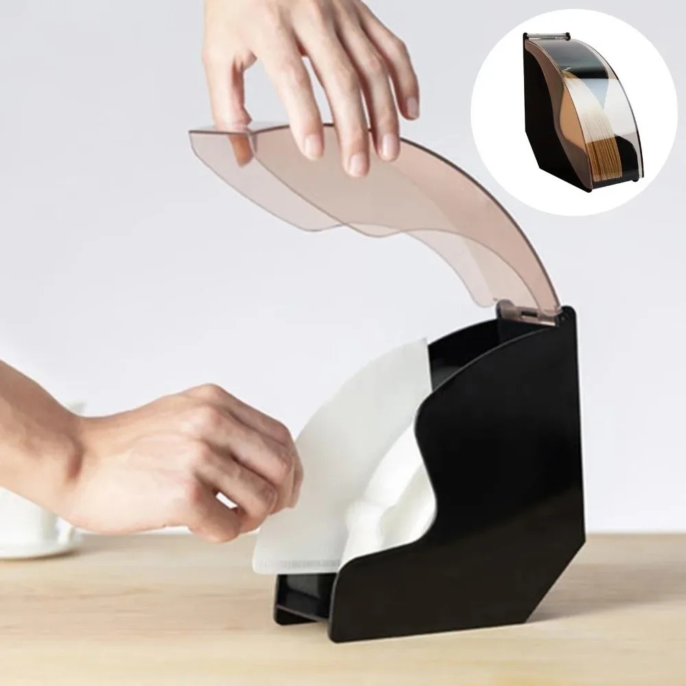 

with Acrylic Cover Coffee Filter Paper Holder Plastics Dustproof Storage Rack Large-capacity Napkins Dispenser Shelf