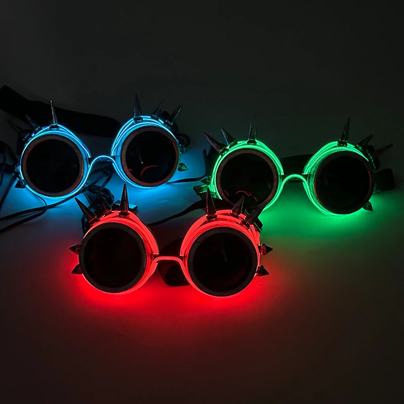 LED Neon leuchtende Brille leuchten Rave Kostüm Party Dekor DJ Club Brillen Leistung Requisiten ändern Farbe Ball Brillen – Detail 21