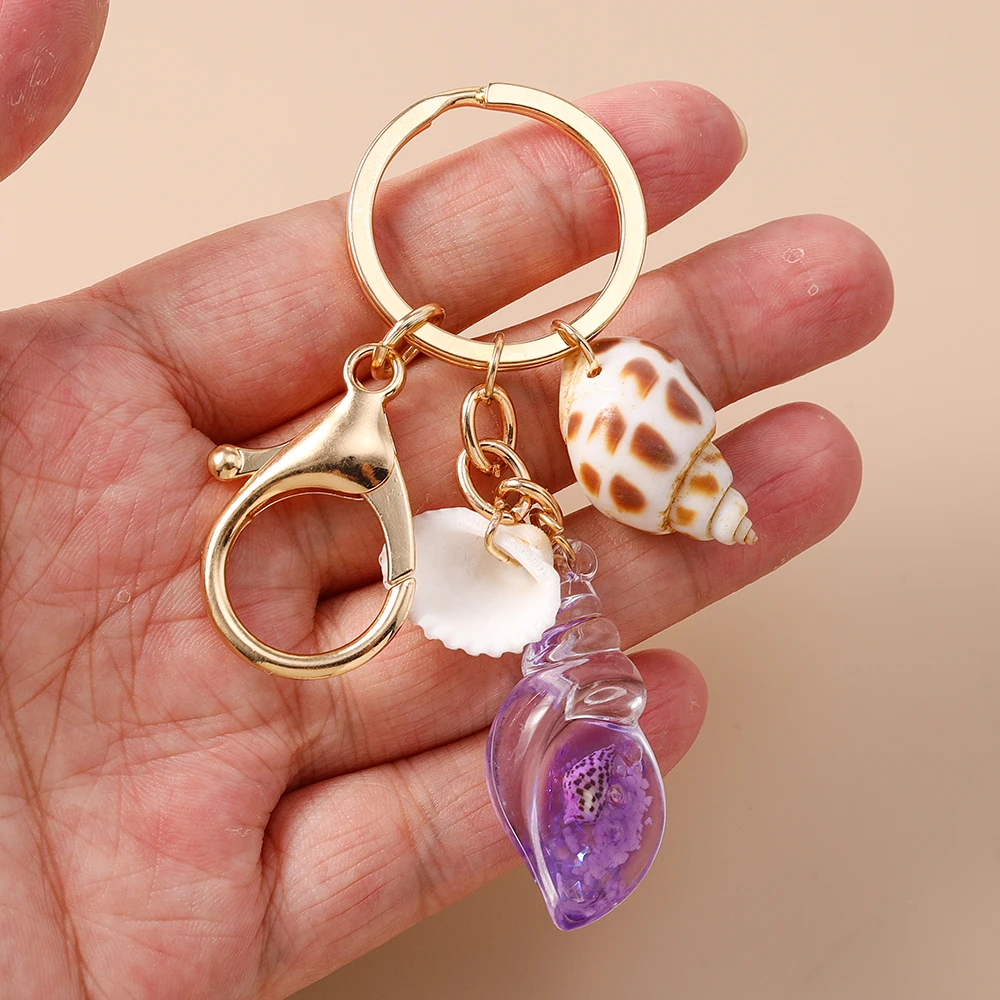 Aihua Bunter Bohemian-Stil Niedlicher Muschel-Schlüsselanhänger für Männer und Frauen, Handtaschenanhänger, DIY-Schmuck für Sommer, Strand und Urlaub, Geschenk – Detail 5