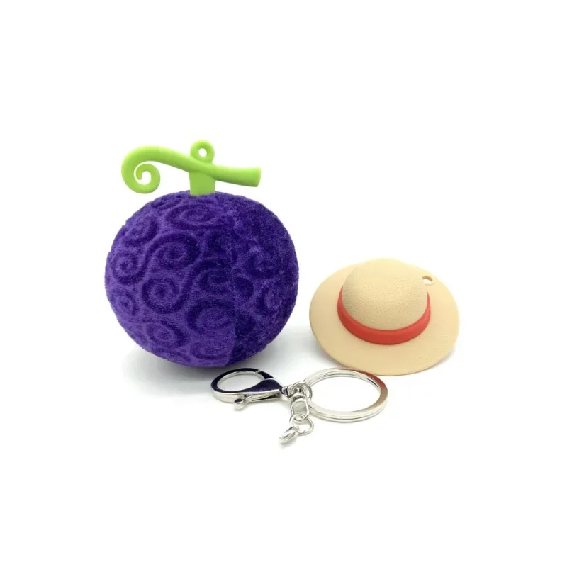 Anime One Piece Demon Devil Fruit Toys Keychains Pendant Keyring Luffy Rubber Fruit Backpack Pendant Key Chain Toys Best Gifts