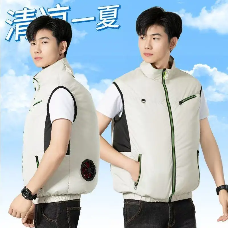 Men Cooling Fan Air Conditioned Vest Rechargeable Heat Relief Waistcoat For Welders Construction Labor Workwear