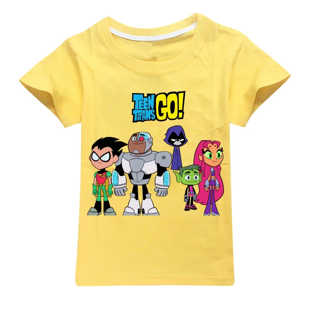 Teen Titans Go T Shirt Kids Short Sleeve Clothes Boys 100% Cotton T-shirts Baby Girls 2024 Summer Clothing Children Fashion Tops