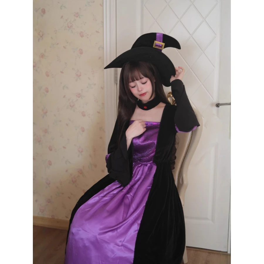

Костюм ведьмы на Хэллоуин для взрослых, ролевой клуб, бар, сценическое представление, наряд Dr Ele Fem, наряд волшебника, наряд для пар