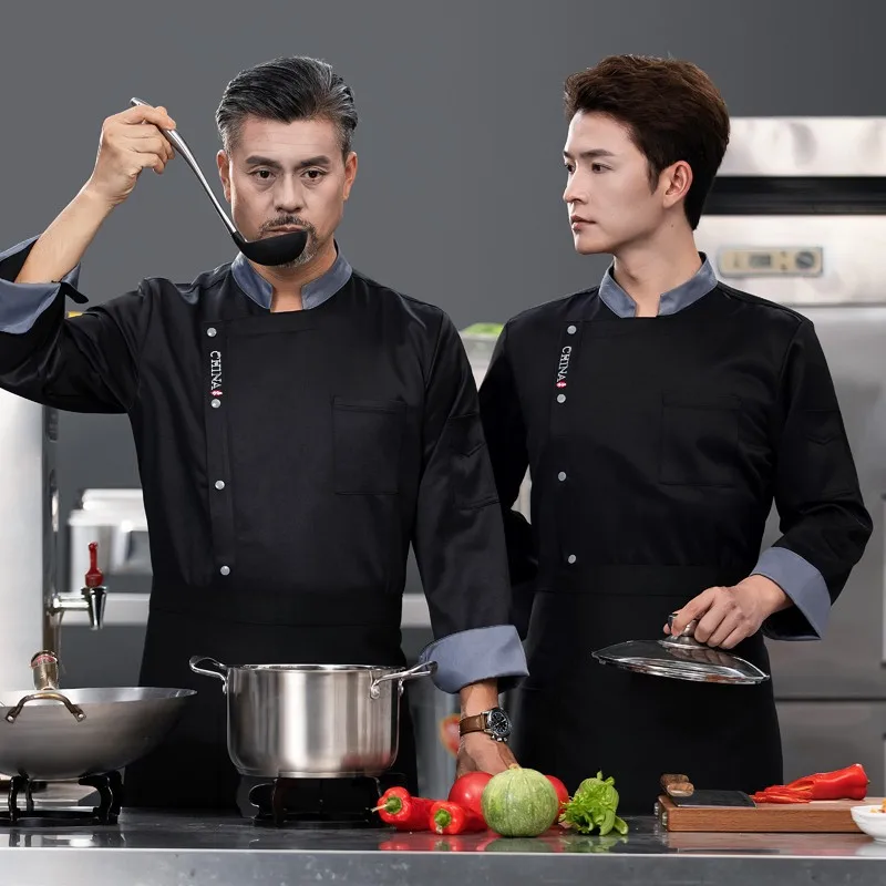 シェフの作業服、長袖、秋冬服、レストランキッチン、洋食、キッチン、ダイニングルーム、ベーカリー、ケーキ