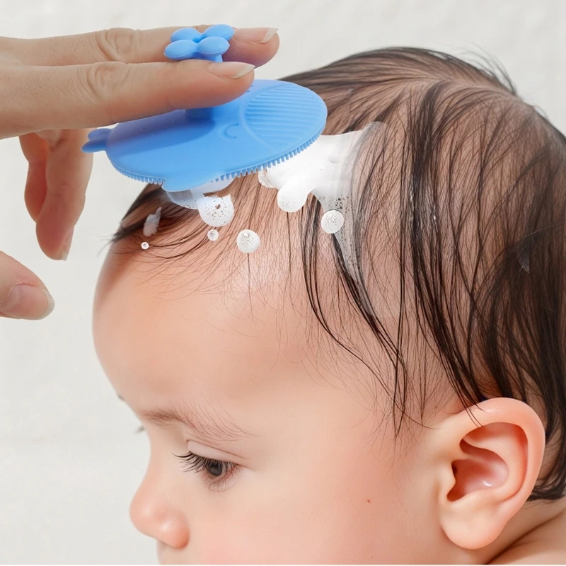 J15U لينة مشط غسل الشعر فرشاة الغسيل مشط الطفل سيليكون تدليك الشامبو فرشاة حمام مهد قبعات فرشاة الطفل الأساسية