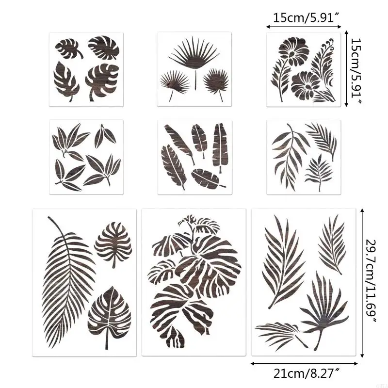 G8TA 9X Flexible Herb Plant Stencils Flower Leaves Templates for DIY Art Projects