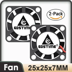 2PCS Gdstime 25x25x7mm Micro Radiator 25x25mm 5V 12V 2507 2Pin ph2.0/xh2.54/dupont Small Brushless axial Cooling fan