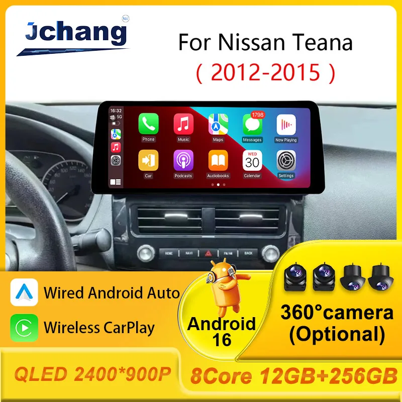 

Беспроводной CarPlay для Nissan Teana 2012-2015, автомобильный мультимедийный плеер, 12.3 дюйма, Android Auto, GPS-навигация, Wi-Fi, 4G, автомагнитола, Bluetooth