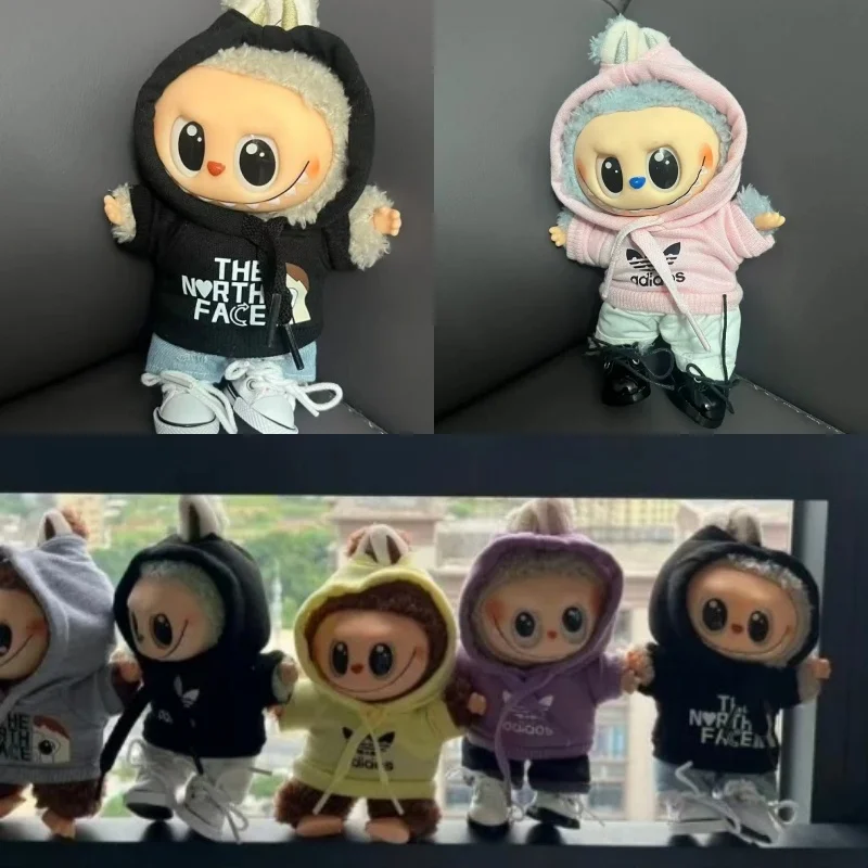 

Doll Clothes For 15 17cm Labubu Doll Clothing Fashion Hoodie and Pants Set Korean Idol Trendy DIY Doll Clothing Accessories