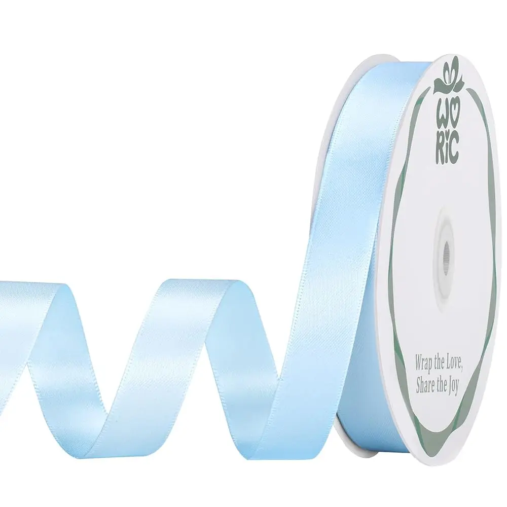 

Атласная лента синего цвета 5/8 дюйма, 60 ярдов, светло-голубая, тонкая, для поделок, тканевые ленты для украшения тортов на детский праздник, банты для волос