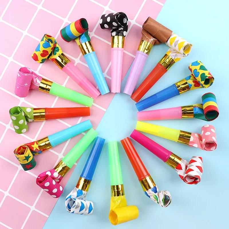 10-50PCS Colorful Whistles Toy Funny Toy Children Blowing Dragon Whistle Blow Roll Toys Baby Party Games Birthday Gifts Props