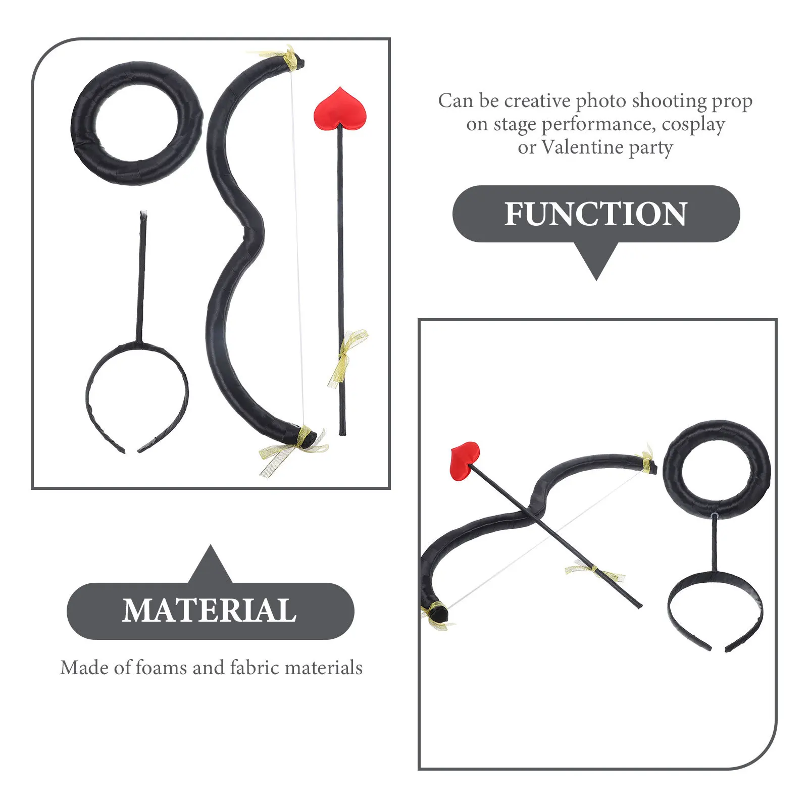 

1Set Cupid Bow Arrow Hairband Cupid Costume Prop Valentine Party Cosplay Accessory Cute Performance Photo Prop