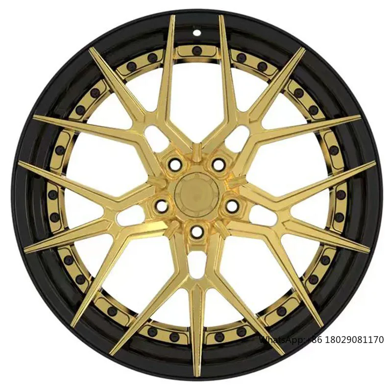 

Car Rims 17 18 19 20 21 22 Inch Black And Gold 2 Piece Forged Alloy Wheels For High End Racing Cars For Porsche 718 Ford Mustang