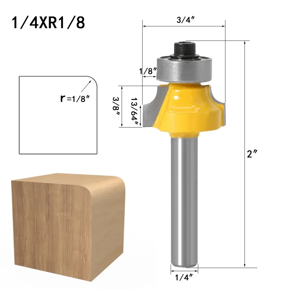 1pc 1/4 "6.35mm haste fresa escultura em madeira canto redondo sobre roteador bit rolamento madeira ferramenta para trabalhar madeira carboneto de tungstênio