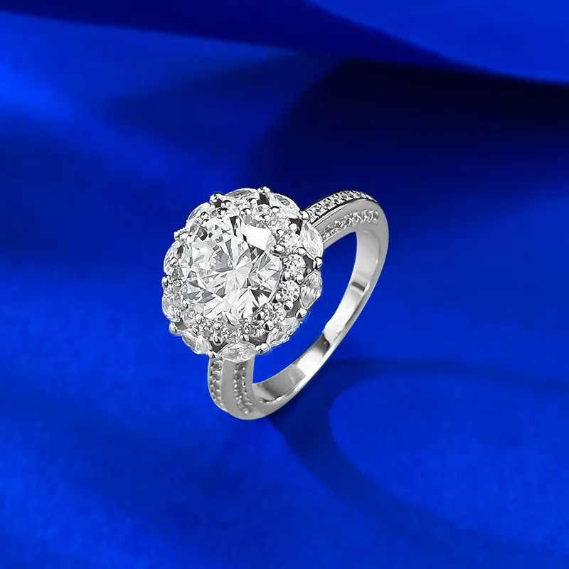 

Роскошные женские кольца с высокоуглеродистыми бриллиантами диаметром 8 мм — обручальное кольцо из стерлингового серебра 925 пробы и женское обручальное кольцо, ювелирные изделия для вечеринки, подарок