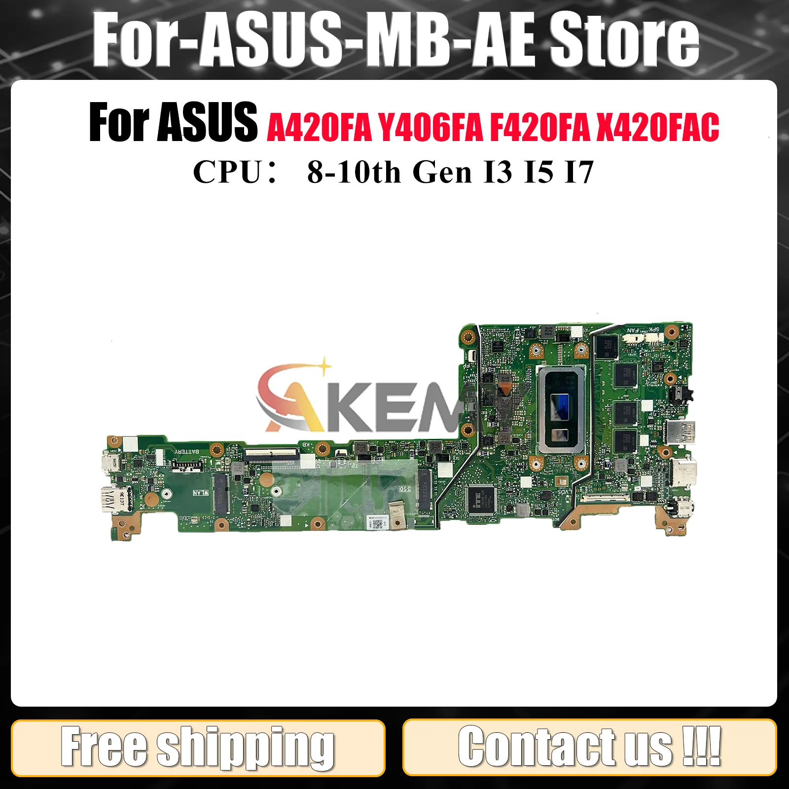 

X420FA Laptop Motherboard For ASUS VivoBook X420FA Y406FA A420FA X420F X420FAC F420FA Mainboard With I3 I5 I7 CPU 100% tests OK