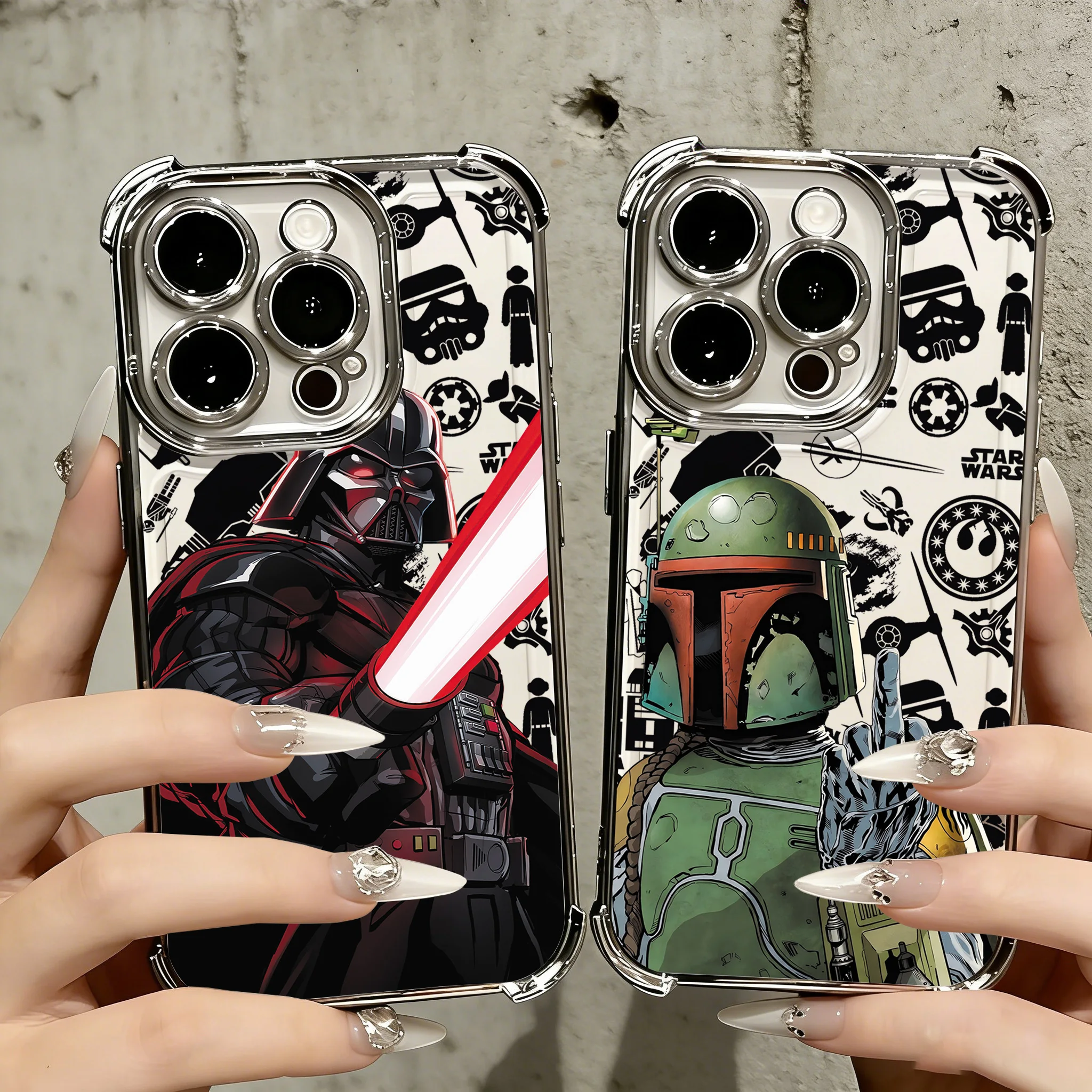 Hot Stars W-Wars Plating Phone Case For Samsung S26 S25 S24 S23 S22 S21 S20 FE Note20 Edge Plus Ultra 4G 5G Anti Fall Airbag
