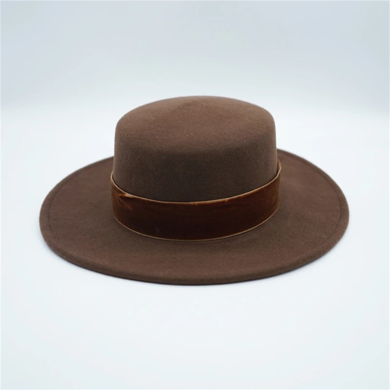 Fashionable Caramel Brown Flat Hat Comfortable Durability Hat Fancy Dress Hat for Trendsetters Seeking Unique Styles