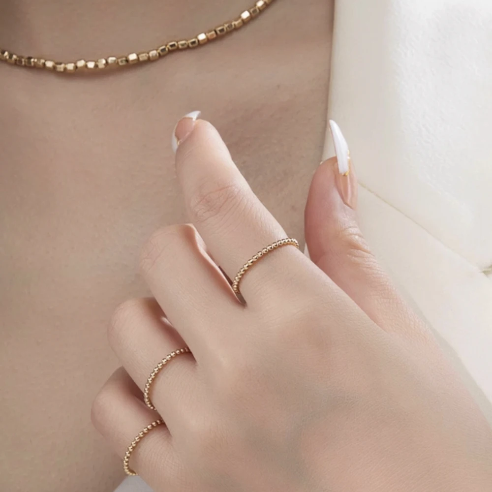 

Женское золотое кольцо, кольца с наполнителем из 14-каратного золота, многослойное кольцо, бусины, ювелирные изделия ручной работы