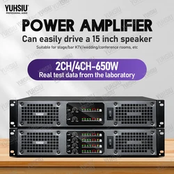 Professional Digital AMP 2U Class D Hifi High Power Amplifier 650W 2/4 Channels For KTV Disco Stage Karaoke Audio Speaker Band