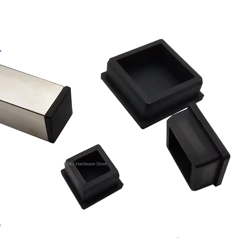 Black Square Elastic Silicone Plug table and chair square tube waterproof sealing hole plug 9.6~50.6MM