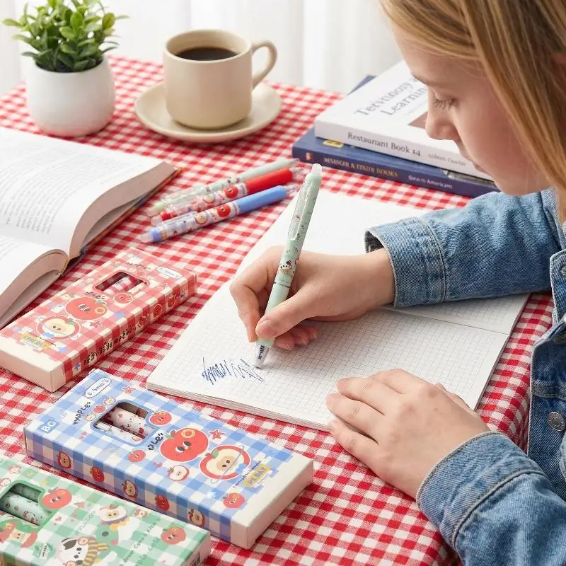 

4Pcs/Set Plastic 0.7mm Kawaii Erasable Gel Pen 0.5mm Blue And Black Ink Quick Dry Smooth Writing Pens School Office Stationery