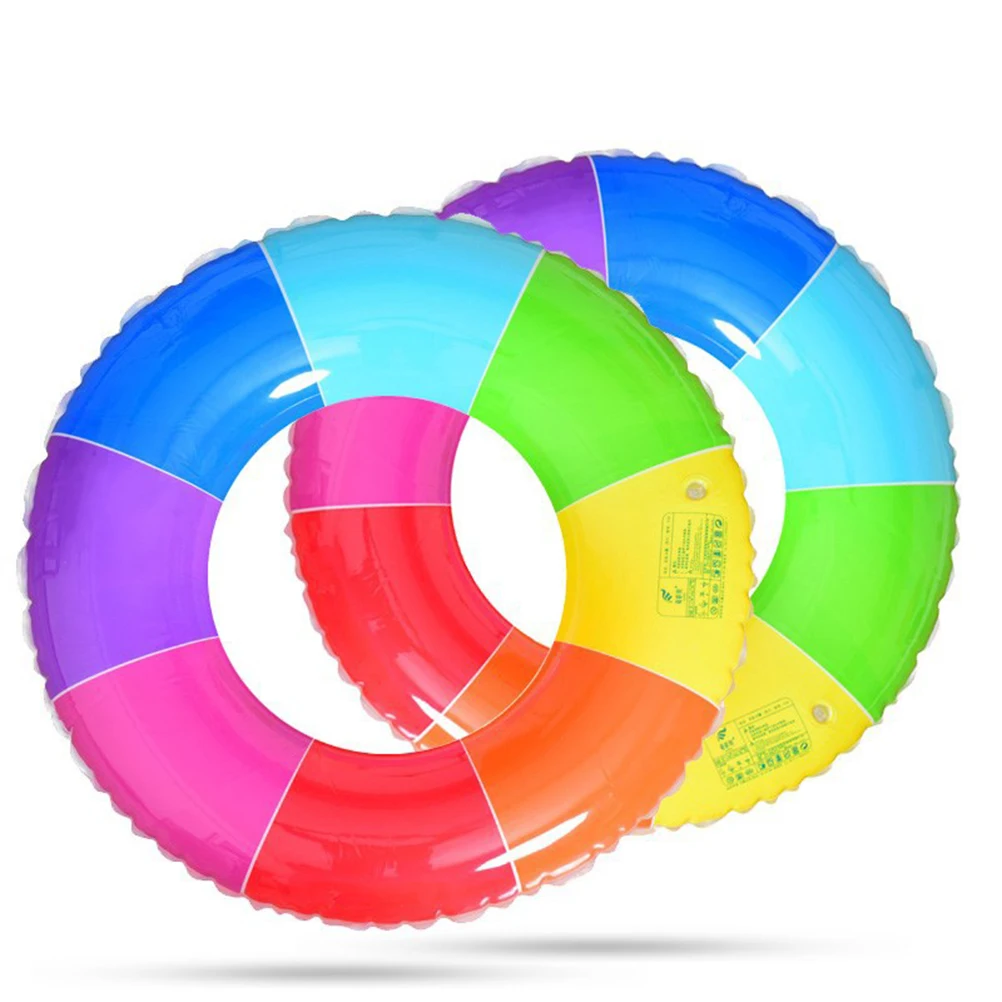 

Thicken Plastic Rainbow Design Inflatable Swimming Ring Safety Aid Float Seat Ring Sports Accessory for Adults (80cm, R