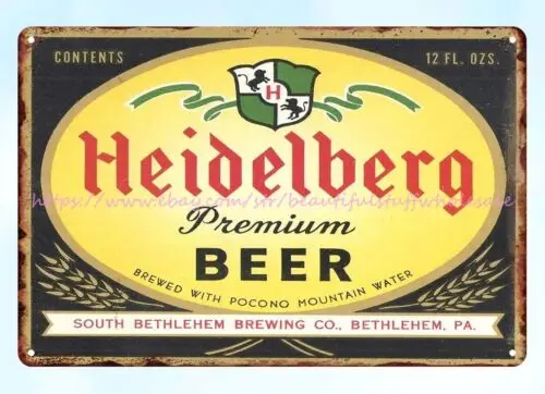 HEIDELBERG PREMIUM BEER SOUTH BETHLEHEM BREWING CO PA tin sign retro tins sale