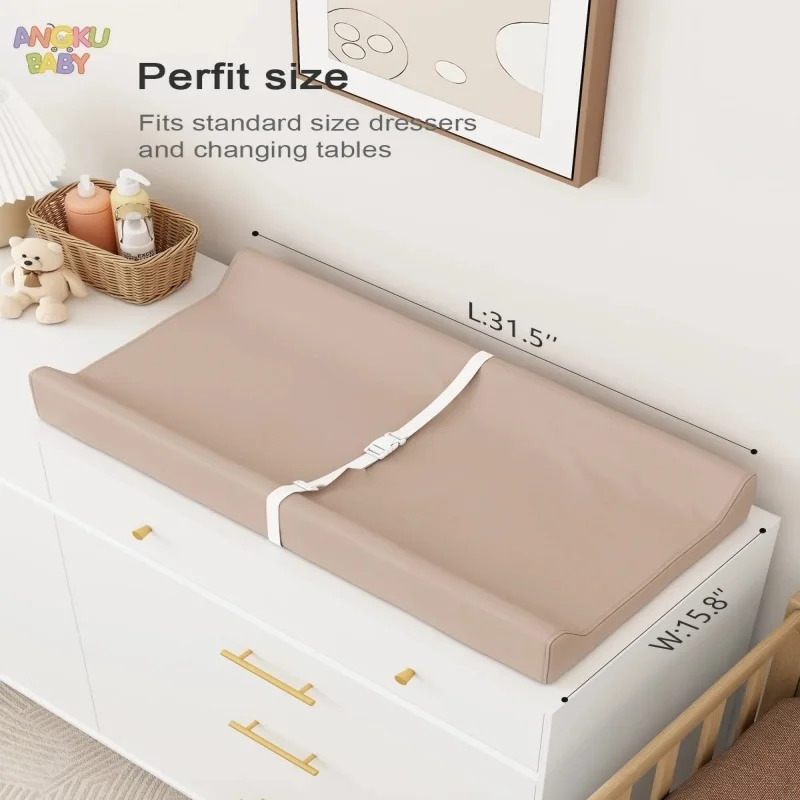 Waterproof Baby Changing Pad for Dresser & Table Wipe-Clean Leather Diaper Changing Mat for Infants Newborns Changing Table Pad