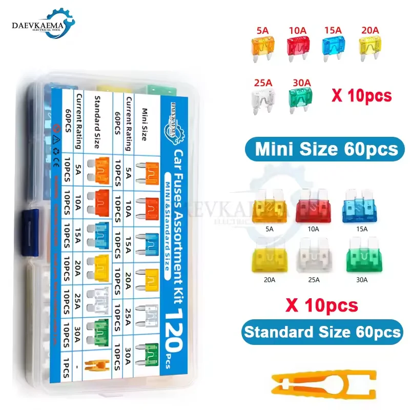 120-300Car Fuse Assortment Kit Blade Fuses Automotive Standard & Micro & Mini Fuse with Fuse Puller for Truck, Boat RV Car Fuses