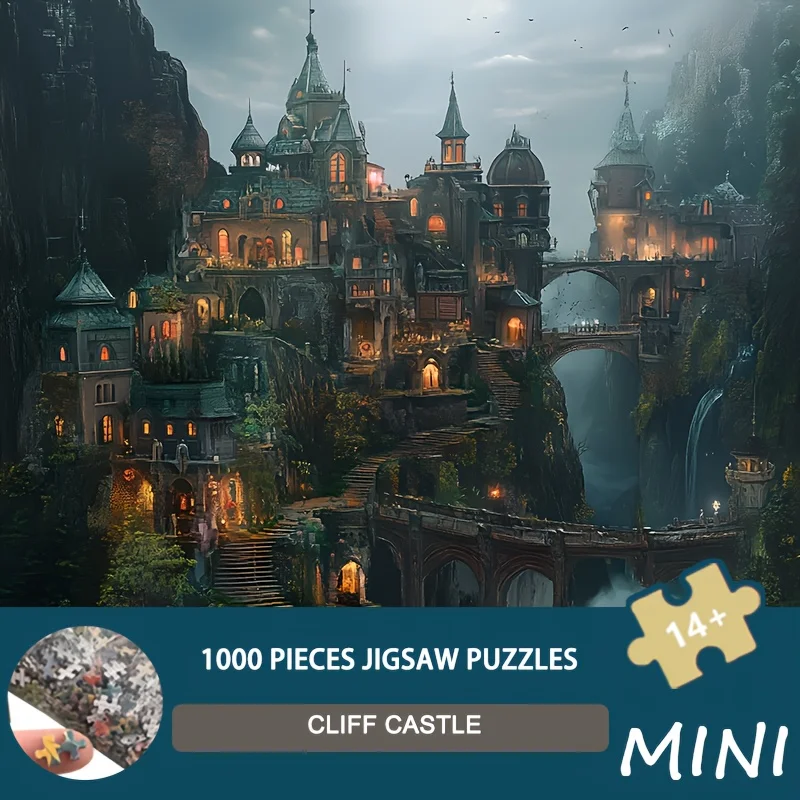 

Микро-пазл на палец, 1000 шт., 38x38 см, скальный замок, художественный пейзаж, головоломка мини-размера - толстый картон премиум-класса, идеально подходит для взрослых