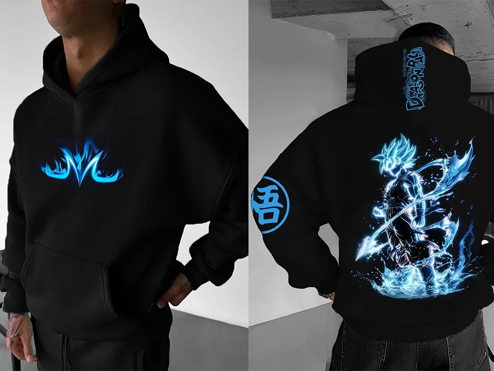 2026 Winter Dragon Ball Retro Hochwertiger Baumwoll-Warmer Hoodie für Herren, Übergroßer Super Saiyajin-Druck, Unisex Kinder-Freizeitjacke – Detail 6